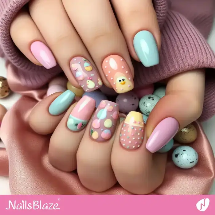 Colorful Mini Eggs Nails Design for Easter | Easter Nails - NB3455